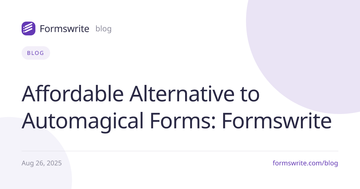 Affordable Alternative to Automagical Forms: Formswrite