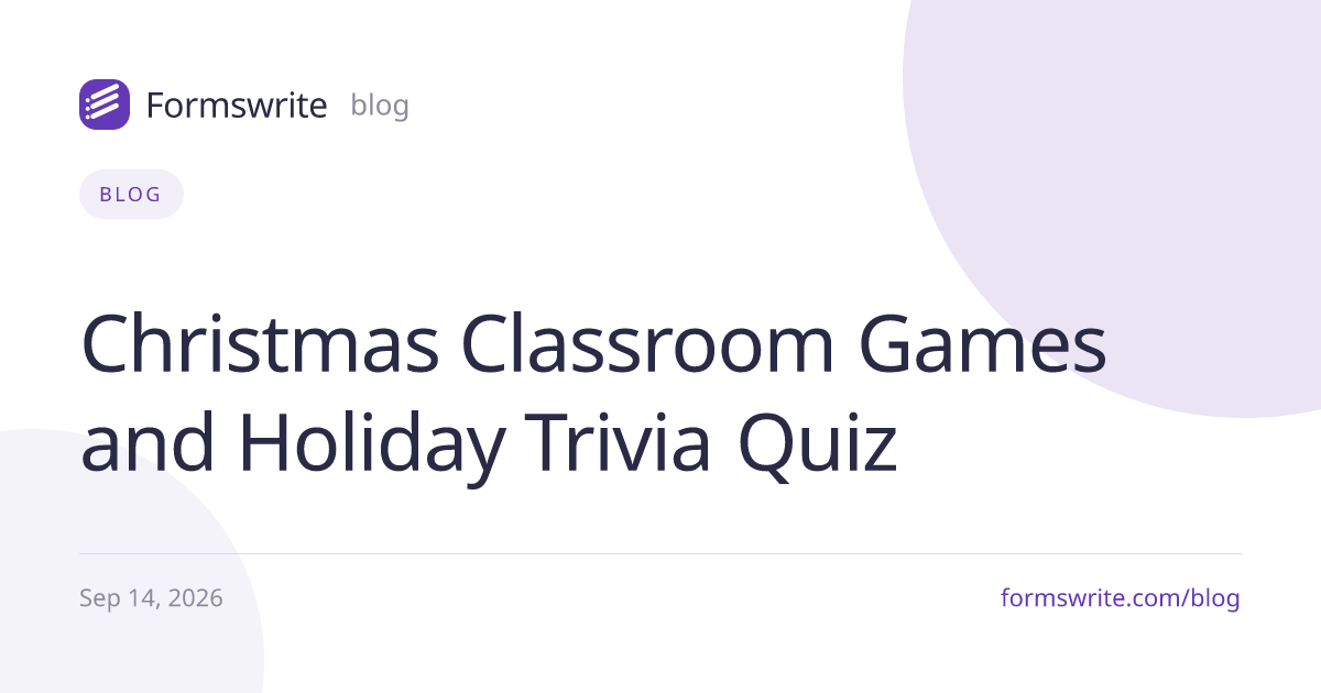 Christmas Classroom Games and Holiday Trivia Quiz