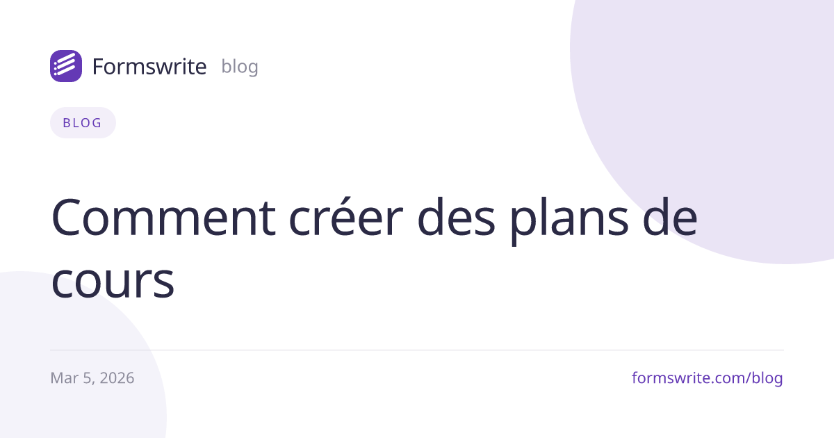 Comment créer des plans de cours