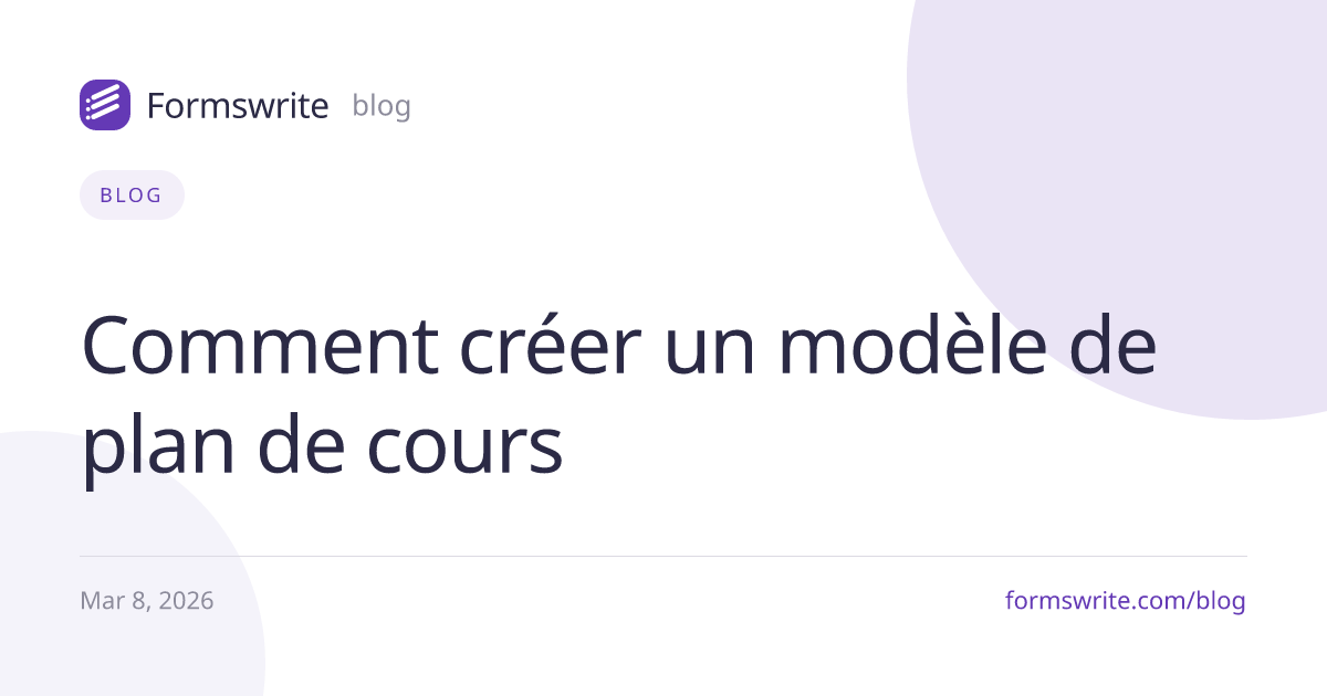 Comment créer un modèle de plan de cours