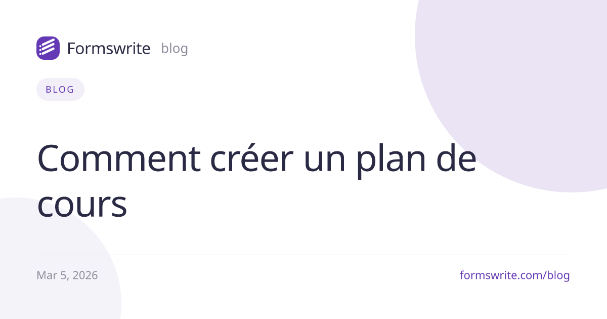 Comment créer un plan de cours