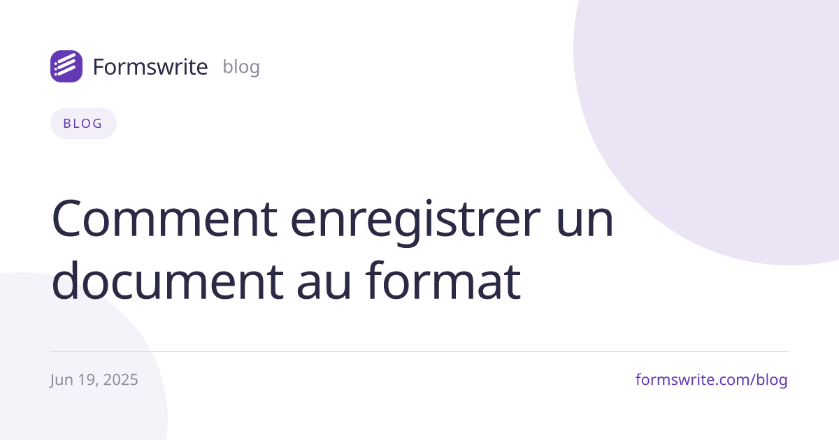 Comment enregistrer un document au format 