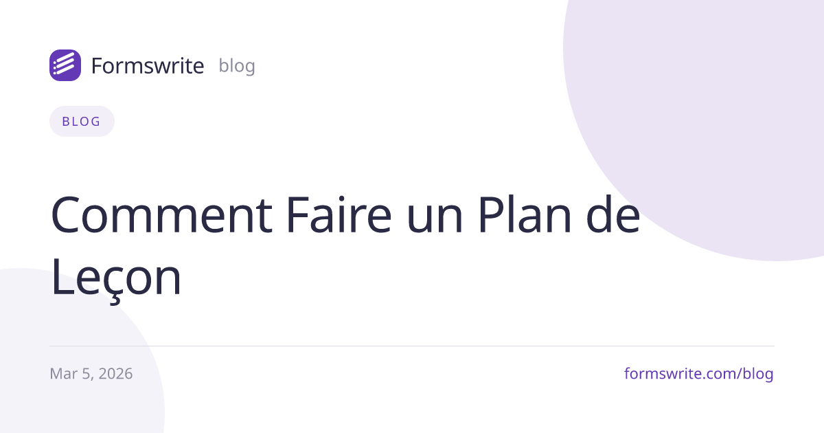Comment Faire un Plan de Leçon