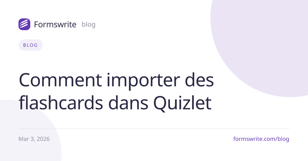 Comment importer des flashcards dans Quizlet