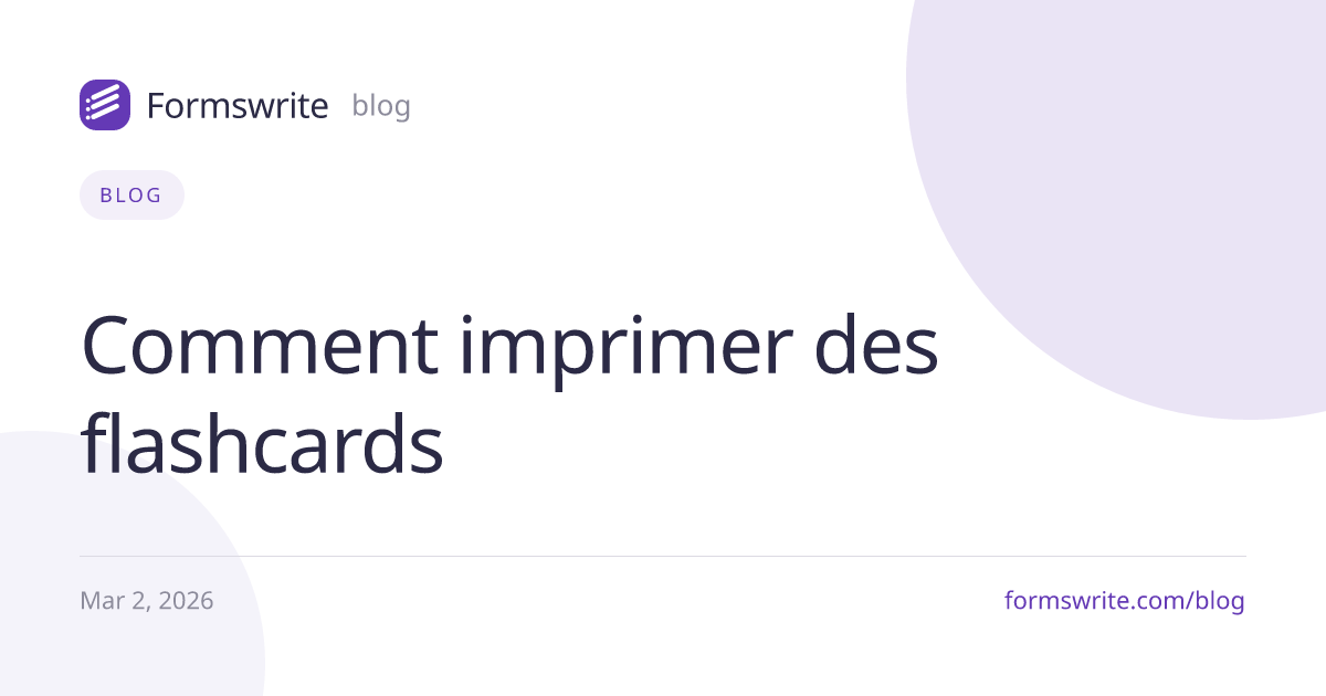 Comment imprimer des flashcards