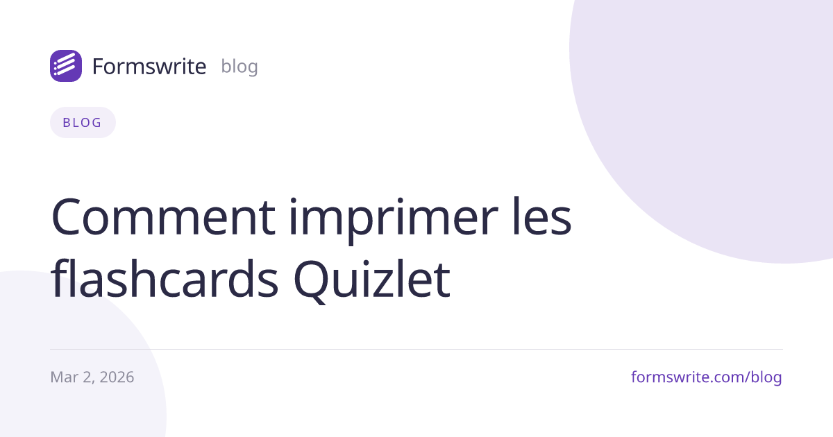 Comment imprimer les flashcards Quizlet
