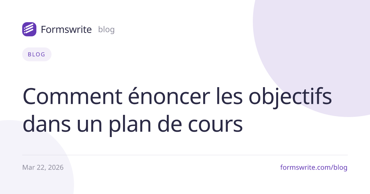 Comment énoncer les objectifs dans un plan de cours