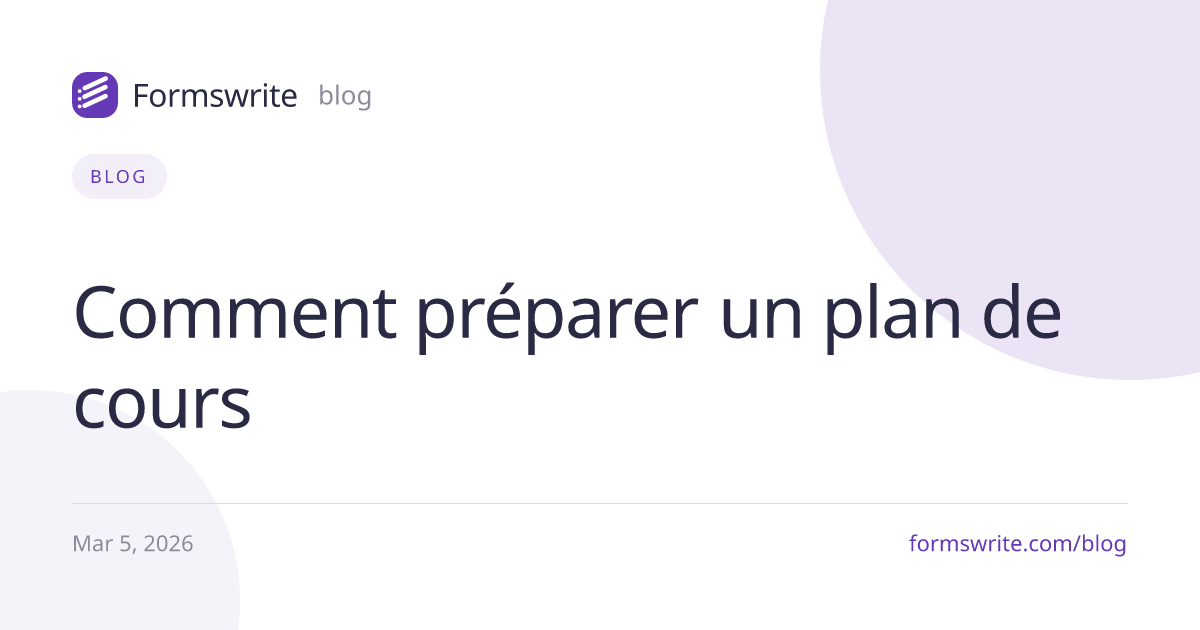 Comment préparer un plan de cours