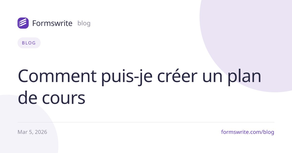 Comment puis-je créer un plan de cours