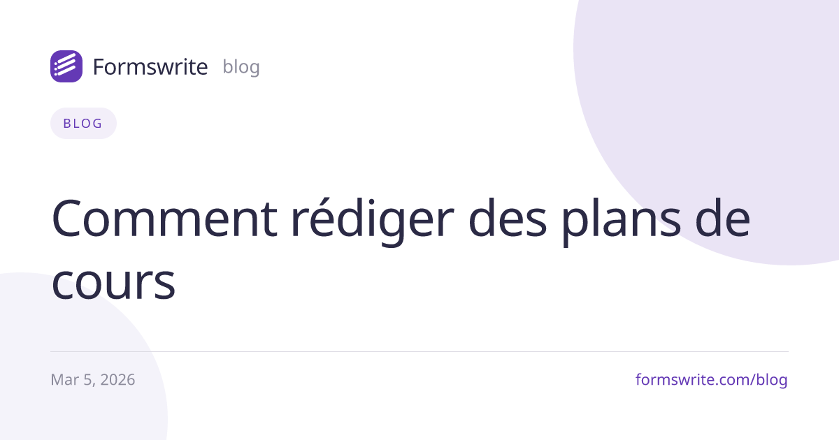 Comment rédiger des plans de cours