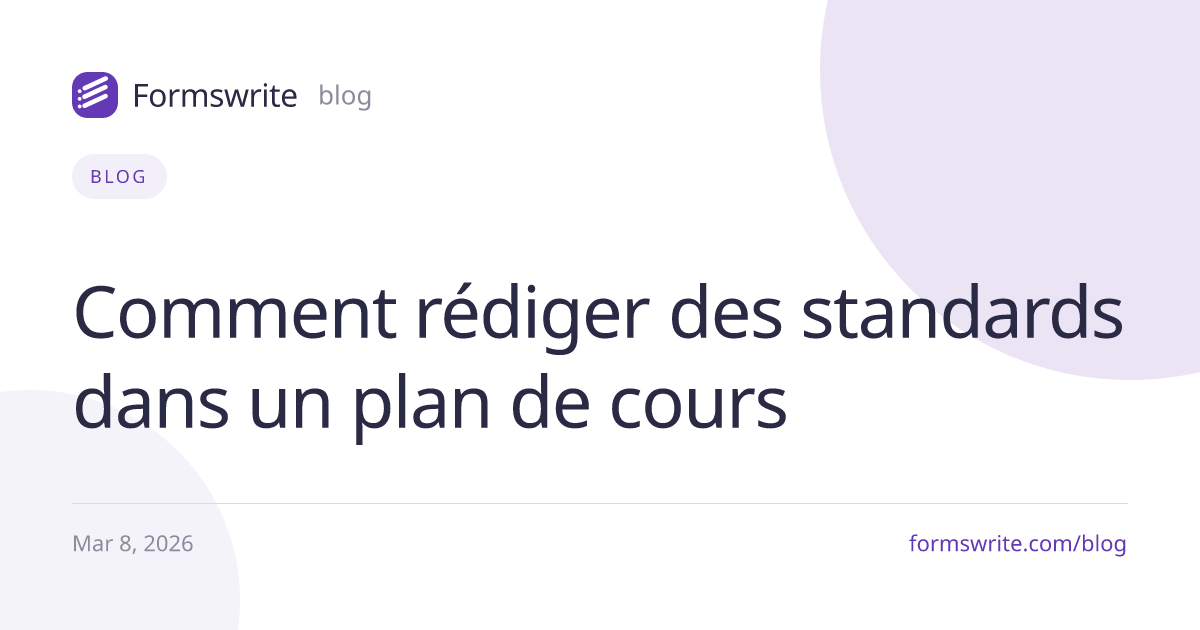 Comment rédiger des standards dans un plan de cours