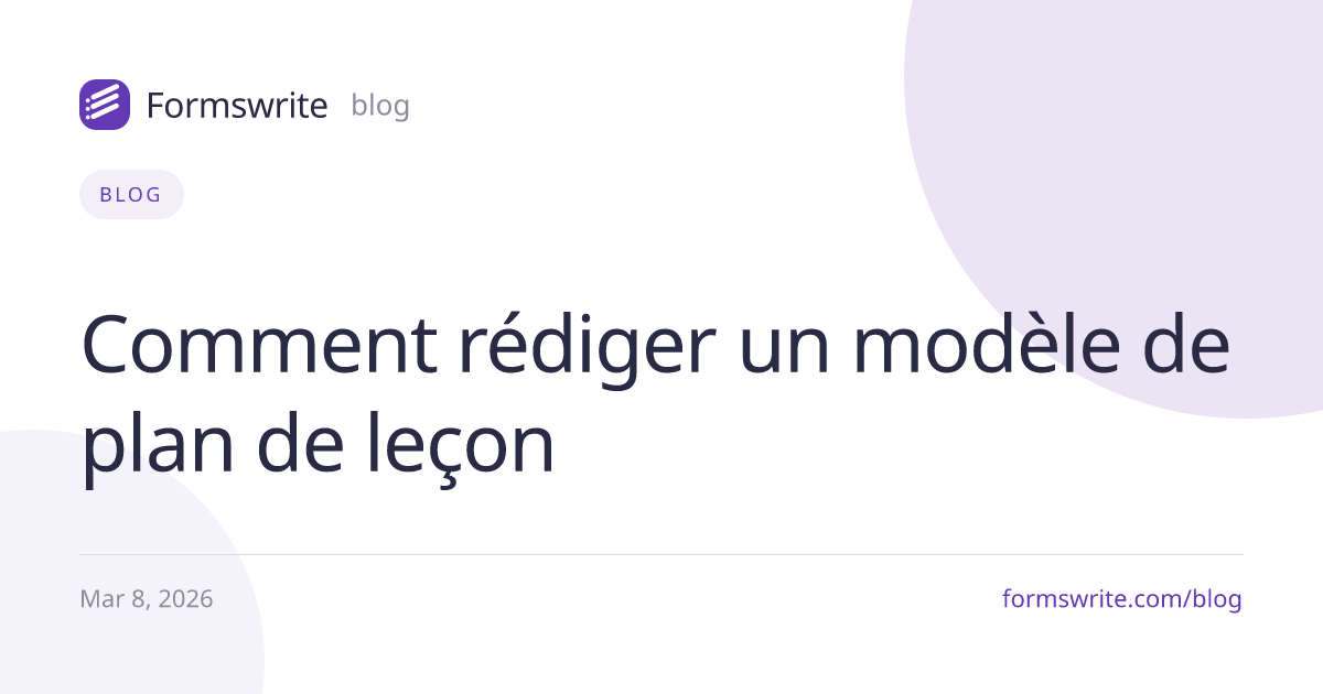 Comment rédiger un modèle de plan de leçon