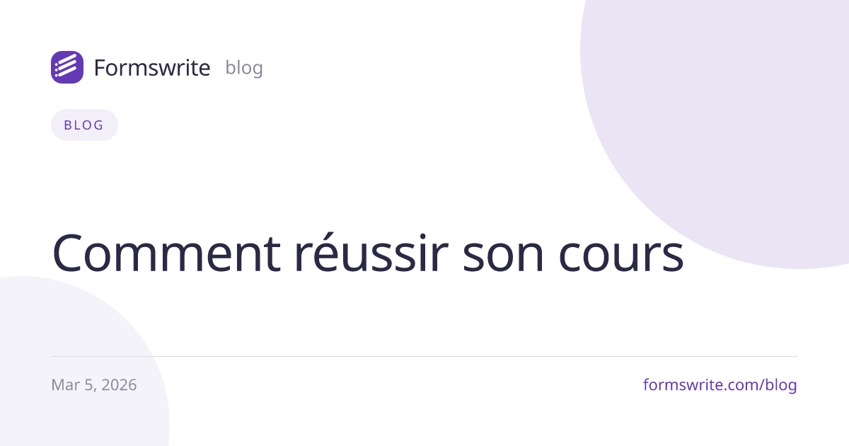 Comment réussir son cours