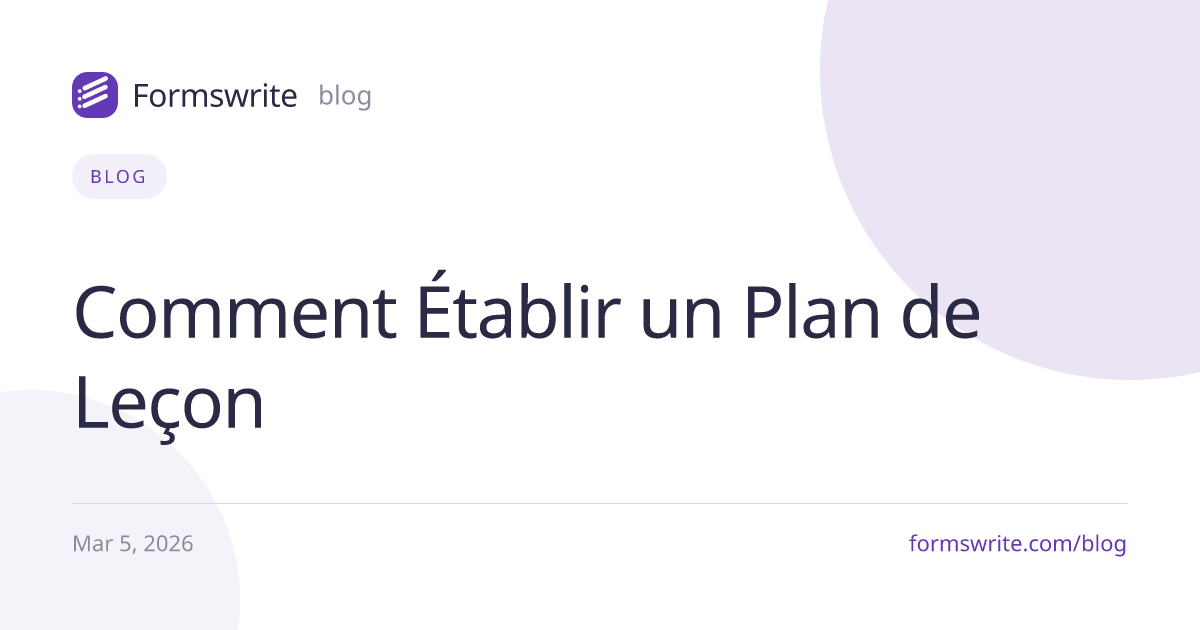 Comment Établir un Plan de Leçon