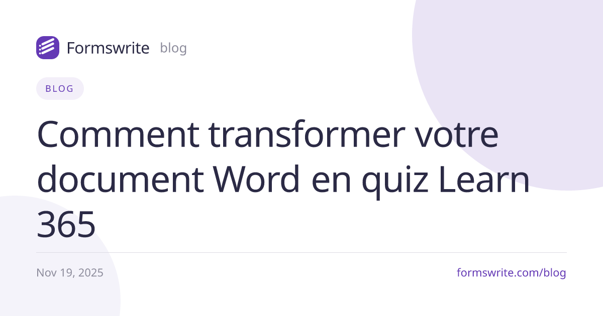 Comment transformer votre document Word en quiz Learn 365 