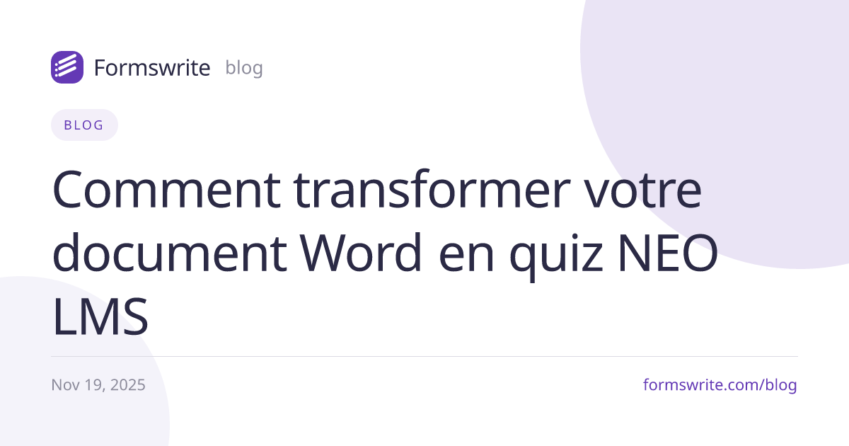 Comment transformer votre document Word en quiz NEO LMS