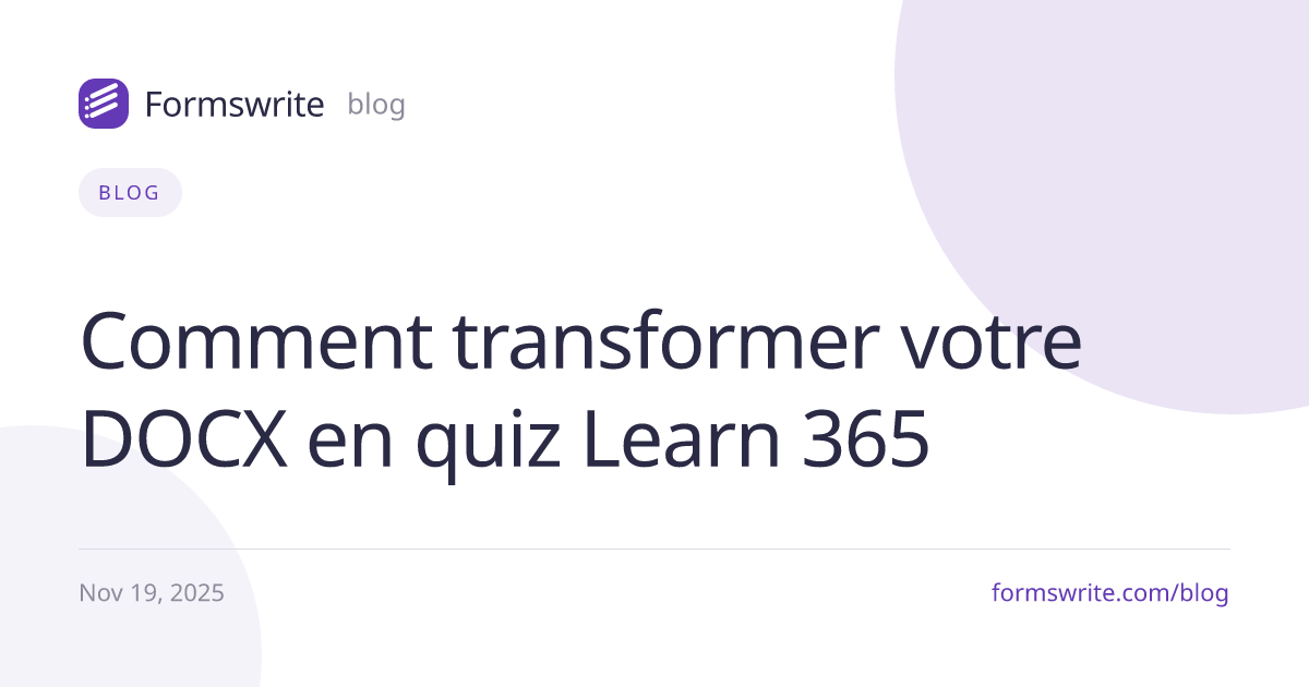 Comment transformer votre DOCX en quiz Learn 365 
