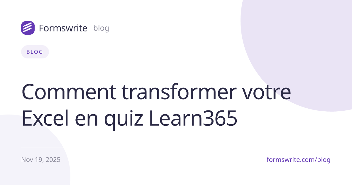 Comment transformer votre Excel en quiz Learn365 