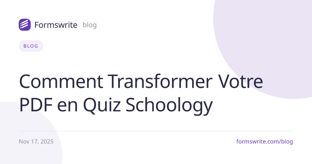 Comment Transformer Votre PDF en Quiz Schoology