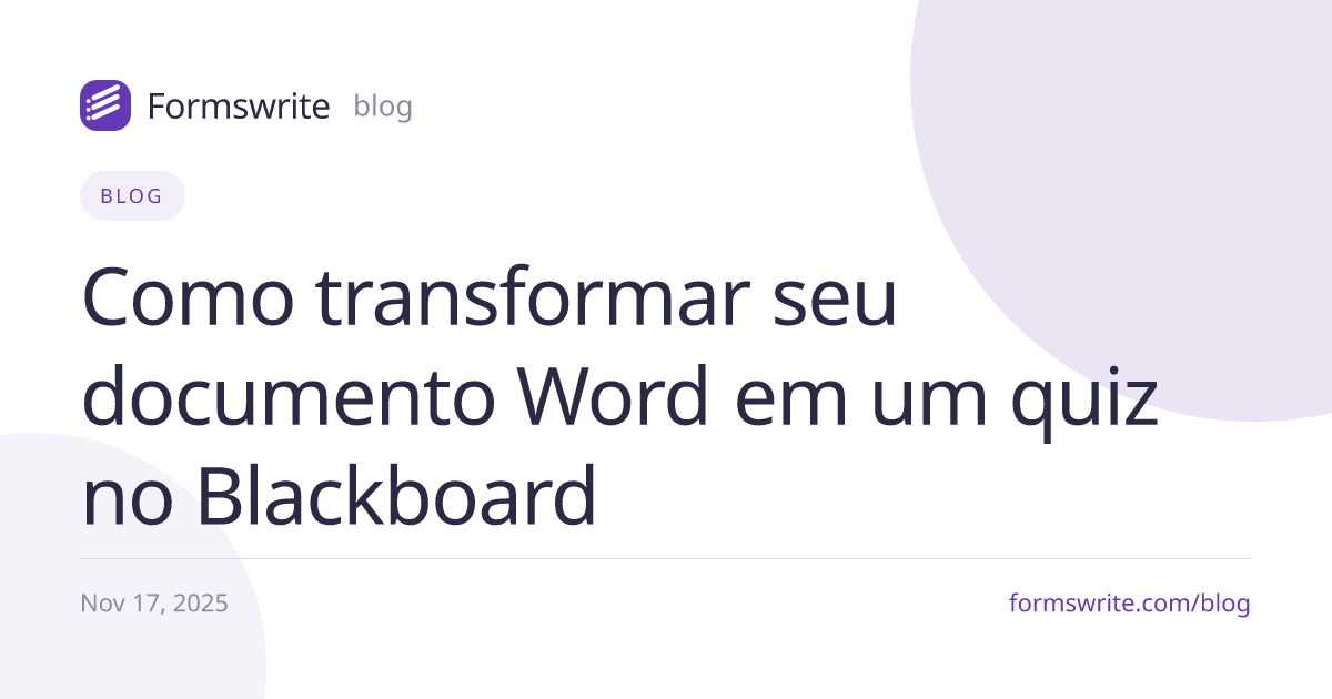 Como transformar seu documento Word em um quiz no Blackboard