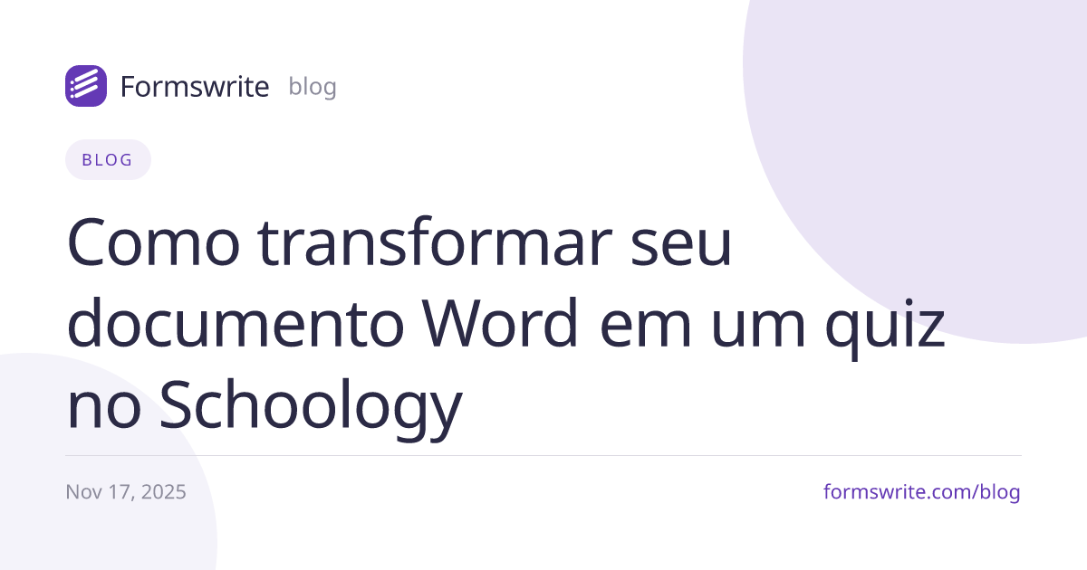 Como transformar seu documento Word em um quiz no Schoology