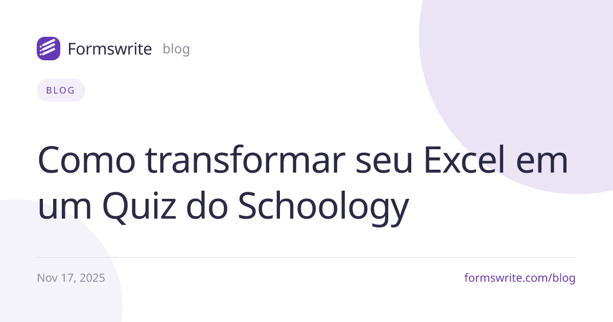 Como transformar seu Excel em um Quiz do Schoology