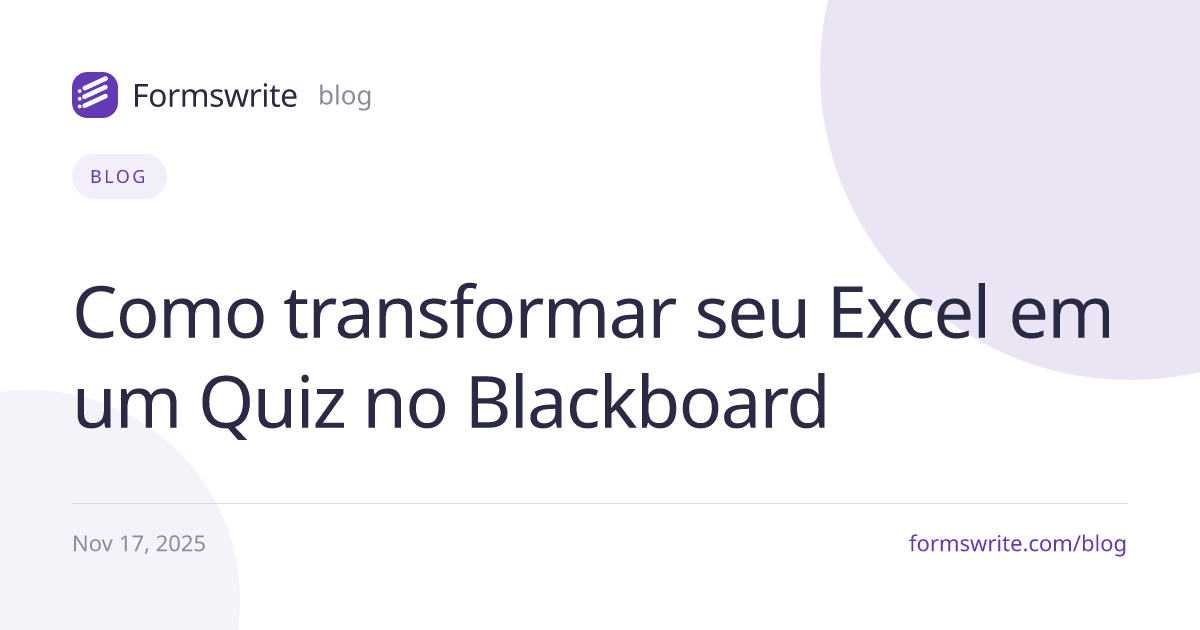 Como transformar seu Excel em um Quiz no Blackboard
