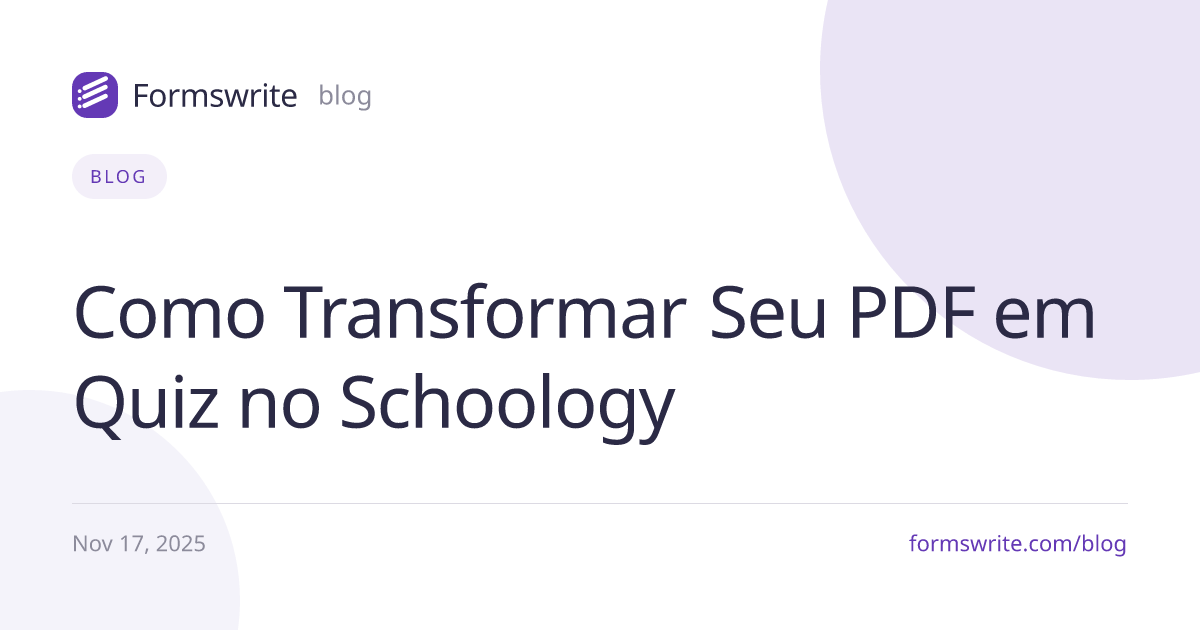 Como Transformar Seu PDF em Quiz no Schoology
