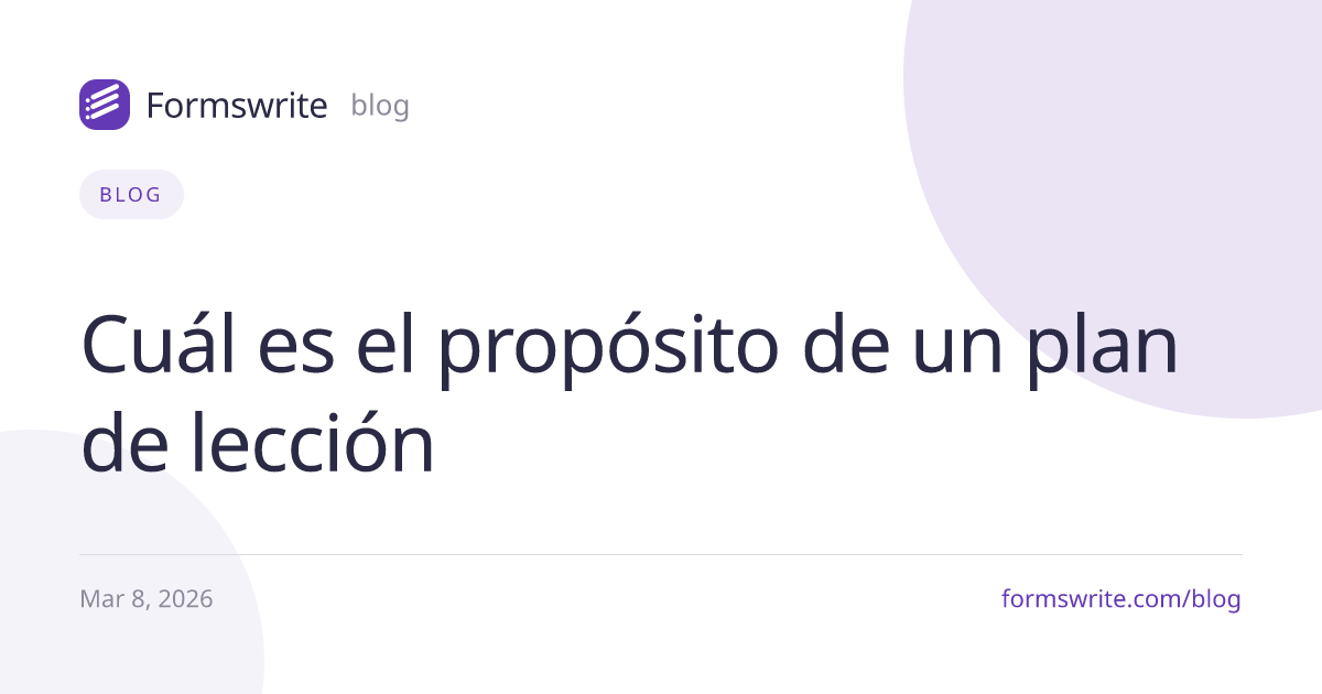 Cuál es el propósito de un plan de lección