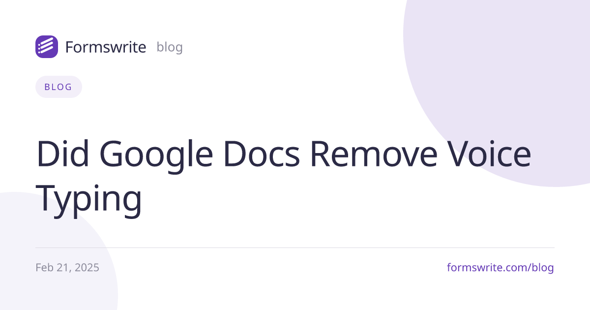 Did Google Docs Remove Voice Typing