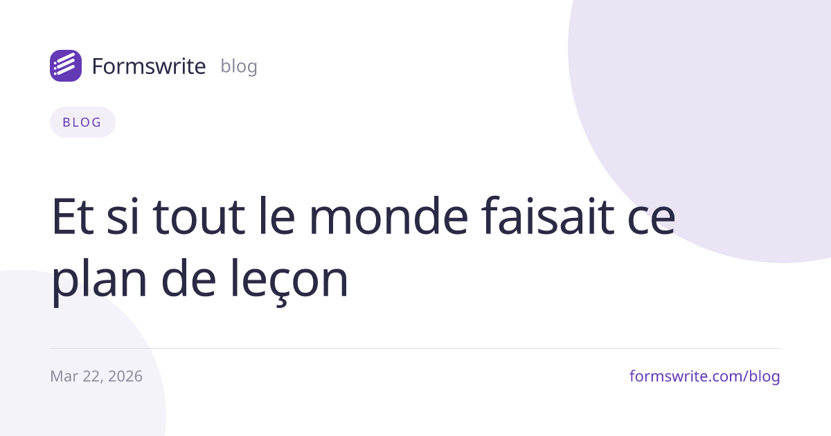Et si tout le monde faisait ce plan de leçon