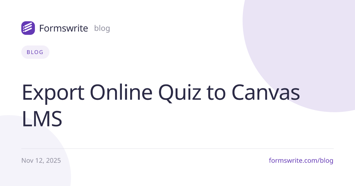 Export Online Quiz to Canvas LMS