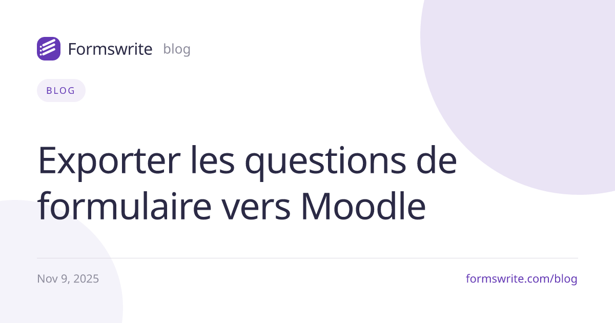 Exporter les questions de formulaire vers Moodle