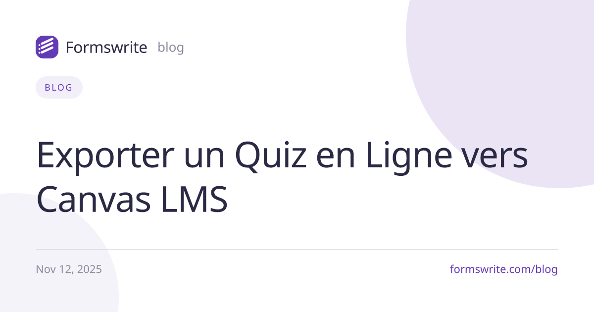 Exporter un Quiz en Ligne vers Canvas LMS