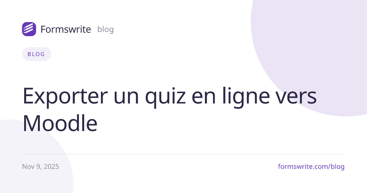 Exporter un quiz en ligne vers Moodle