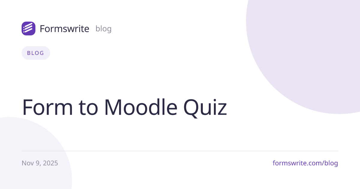  Form to Moodle Quiz
