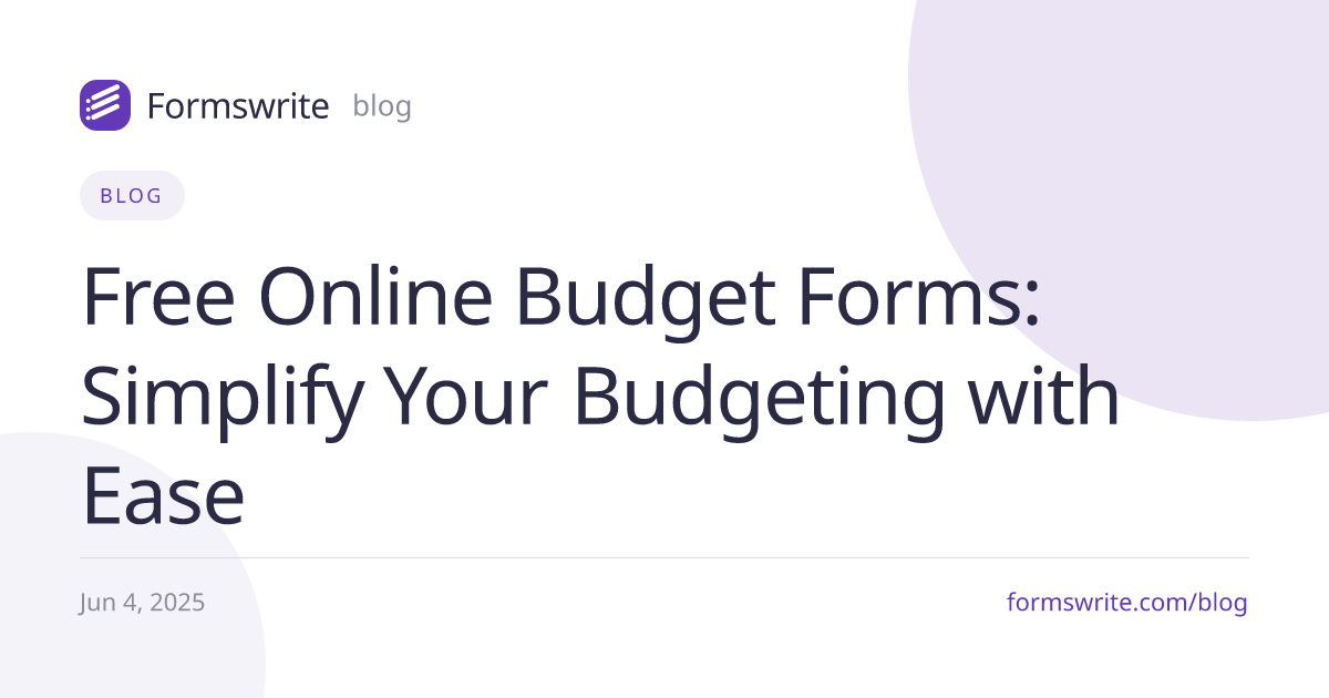 Free Online Budget Forms: Simplify Your Budgeting with Ease