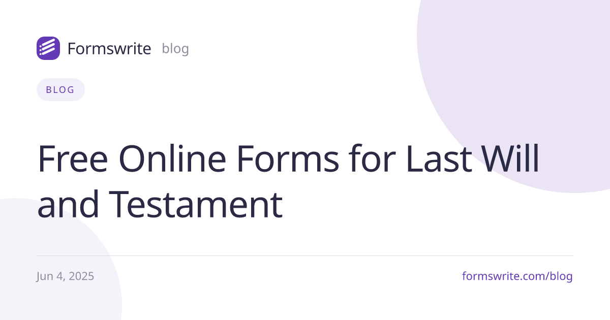 Free Online Forms for Last Will and Testament