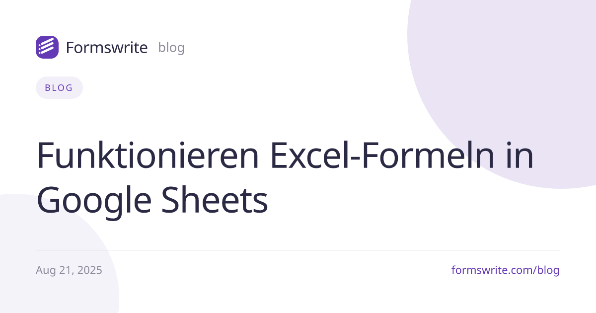 Funktionieren Excel-Formeln in Google Sheets