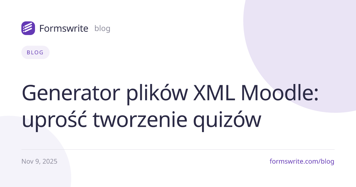 Generator plików XML Moodle: uprość tworzenie quizów