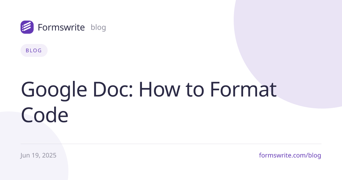 Google Doc: How to Format Code