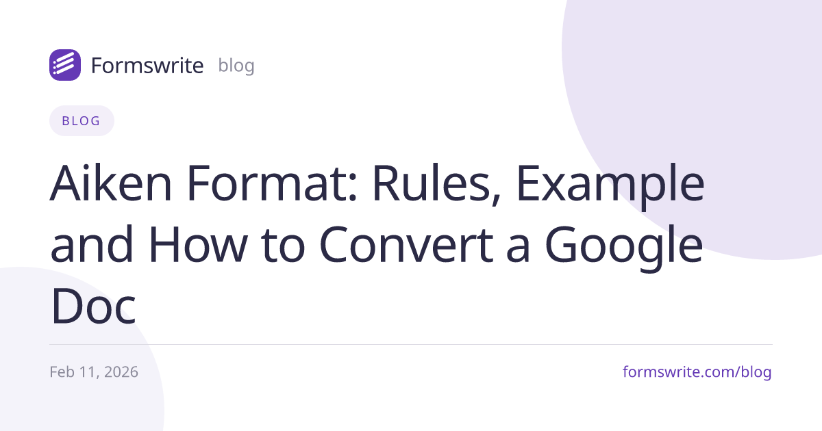 Aiken Format: Rules, Example and How to Convert a Google Doc