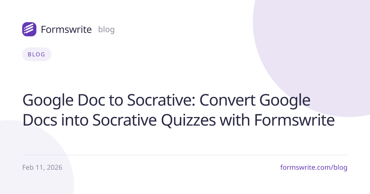 Google Doc to Socrative: Convert Google Docs into Socrative Quizzes with Formswrite