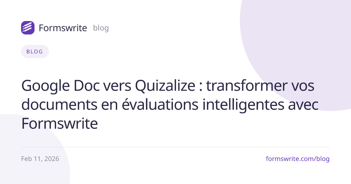 Google Doc vers Quizalize : transformer vos documents en évaluations intelligentes avec Formswrite