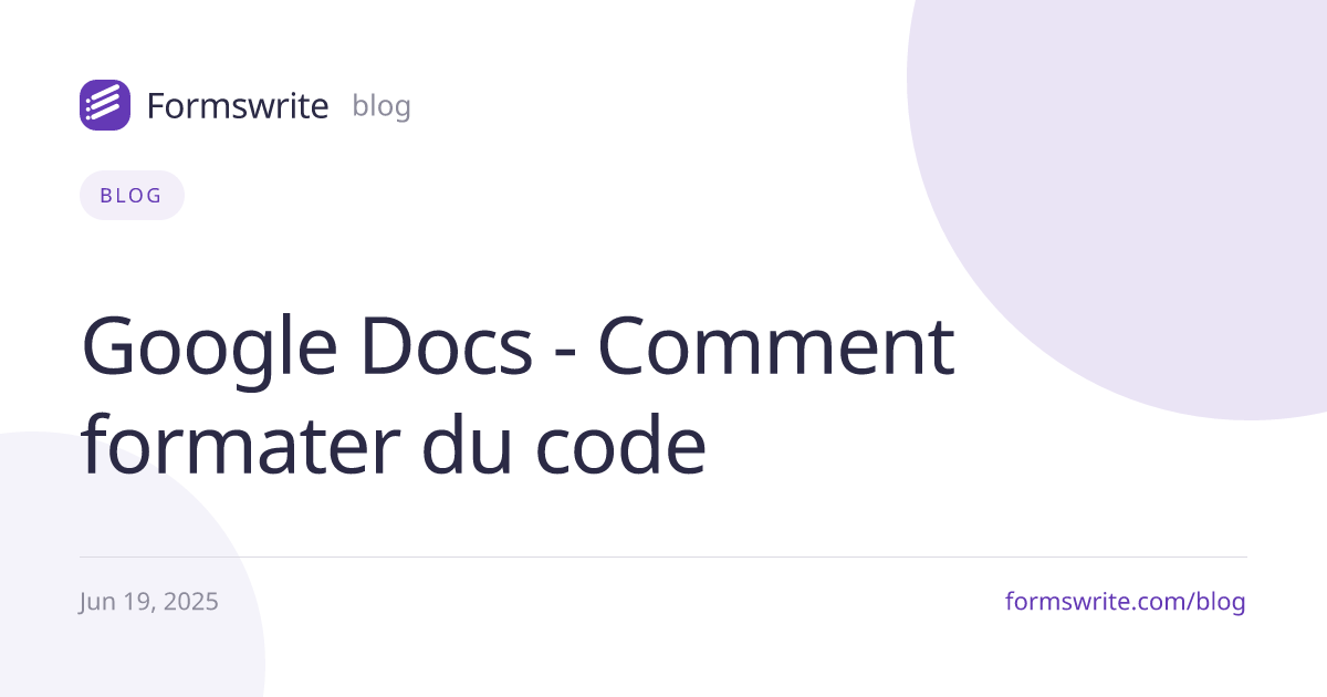 Google Docs - Comment formater du code