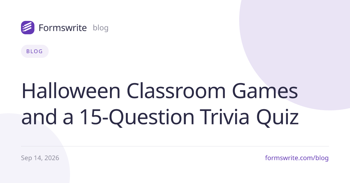 Halloween Classroom Games and a 15-Question Trivia Quiz