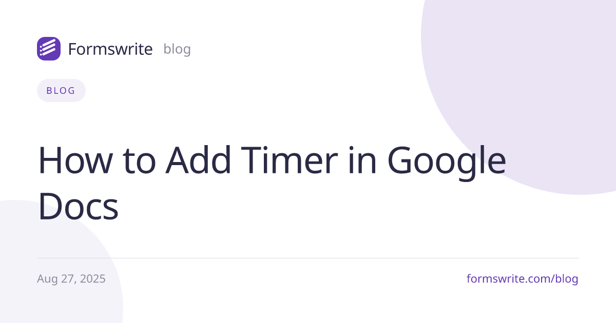 How to Add Timer in Google Docs