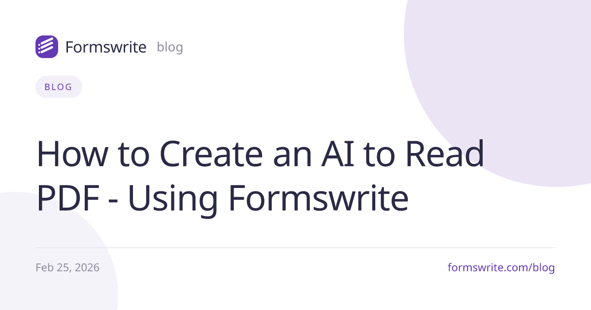 How to Create an AI to Read PDF - Using Formswrite