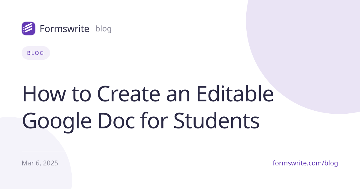 How to Create an Editable Google Doc for Students
