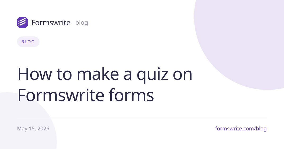 How to make a quiz on Formswrite forms